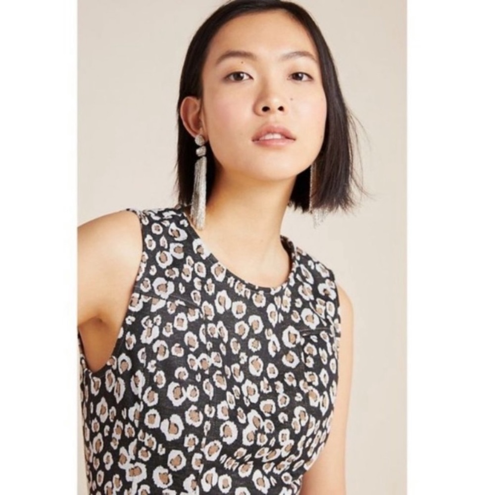 NWT Anthropologie Current Air Leopard Metallic Shimmer Fit & Flare Dress Small - Picture 2 of 10